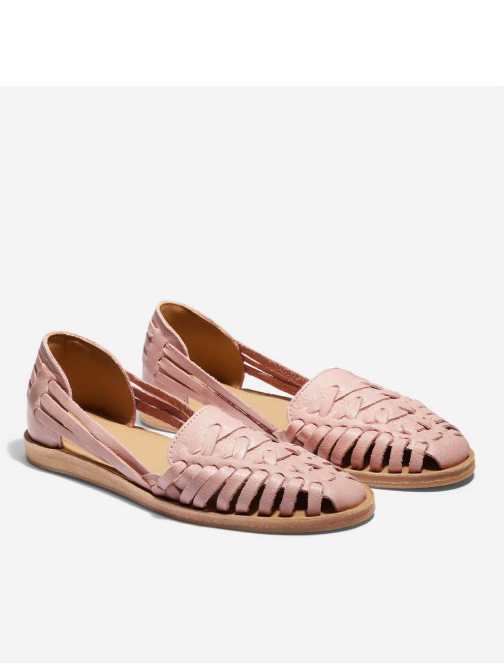 Nisolo Leather Huarache Flats - Blush. Size 8